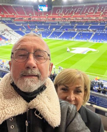 Isabelle Griezmann at the stadium with her husband Alain Griezmann to support their son Antoine Griezmann